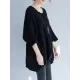 Vintage Loose Solid Color Round-Neck Batwing Half Sleeves Knitting Sweater