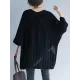 Vintage Loose Solid Color Round-Neck Batwing Half Sleeves Knitting Sweater