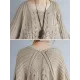 Vintage Loose Solid Color Round-Neck Batwing Half Sleeves Knitting Sweater