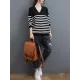 Artistic Retro Casual Loose Striped V-Neck Long Sleeves Knitted Sweater