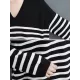 Artistic Retro Casual Loose Striped V-Neck Long Sleeves Knitted Sweater