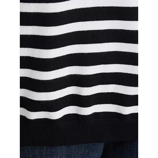 Artistic Retro Casual Loose Striped V-Neck Long Sleeves Knitted Sweater