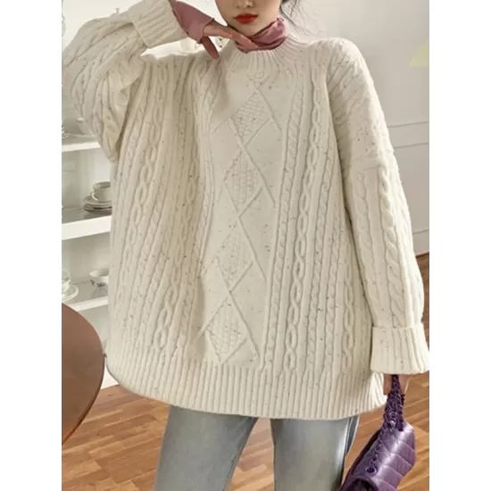 Original Casual Loose Round-Neck Long Sleeves Sweater Tops