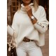 Casual Loose Solid Color High-Neck Long Sleeves Knitwear