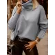 Casual Loose Solid Color High-Neck Long Sleeves Knitwear