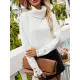 Casual Loose Solid Color High-Neck Long Sleeves Knitwear