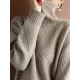 Casual Loose Solid Color Striped High-Neck Long Sleeves Sweater Tops