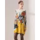 Original Loose Cartoon Printed Round-Neck Long Sleeves Sweater Dress