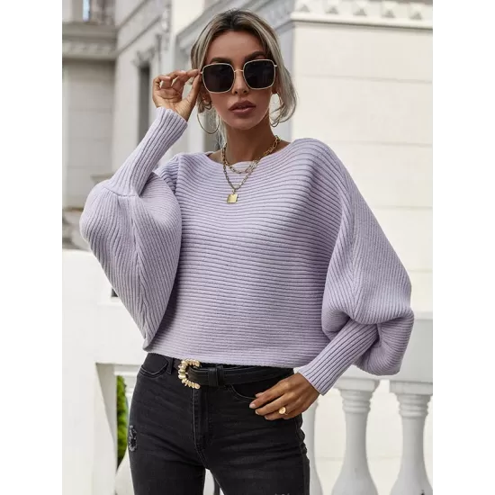 Casual Loose 6 Colors Off-The-Shoulder Long Sleeves Sweater Top