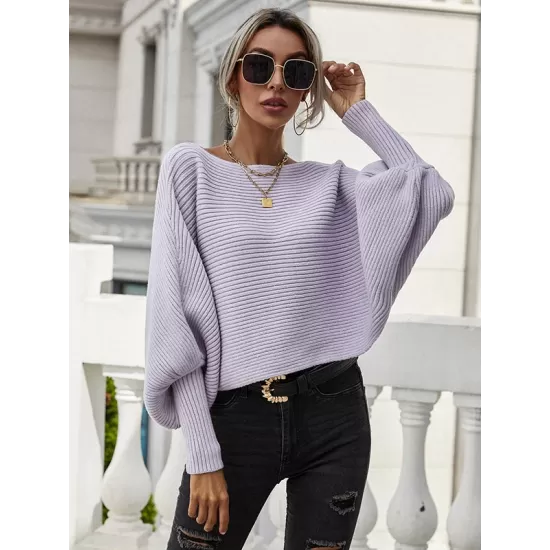 Casual Loose 6 Colors Off-The-Shoulder Long Sleeves Sweater Top