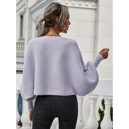 Casual Loose 6 Colors Off-The-Shoulder Long Sleeves Sweater Top