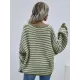 Original Loose Striped 8 Colors V-Neck Long Sleeves Sweater Top