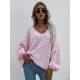 Original Loose Striped 8 Colors V-Neck Long Sleeves Sweater Top