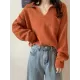 Casual Simple 6 Colors V-Neck Long Sleeves Sweater Top