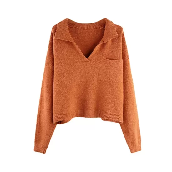 Casual Simple 6 Colors V-Neck Long Sleeves Sweater Top