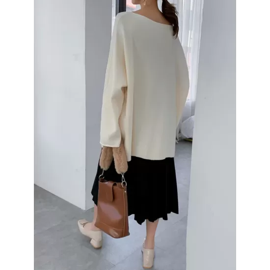 Simple Solid Color Round-Neck Sweater