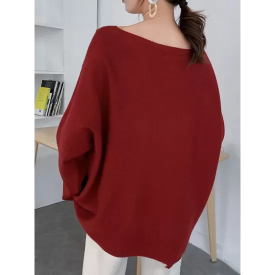 Simple Solid Color Round-Neck Sweater