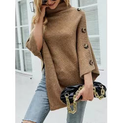 Casual 7 Colors High-Neck Sweater Cape