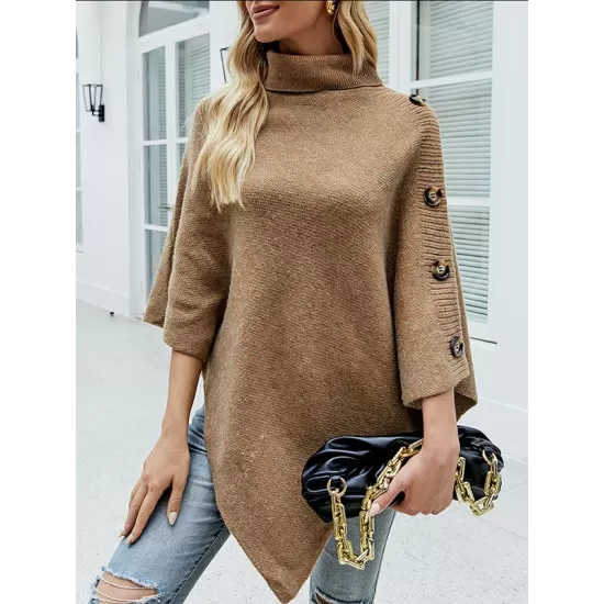 Casual 7 Colors High-Neck Sweater Cape