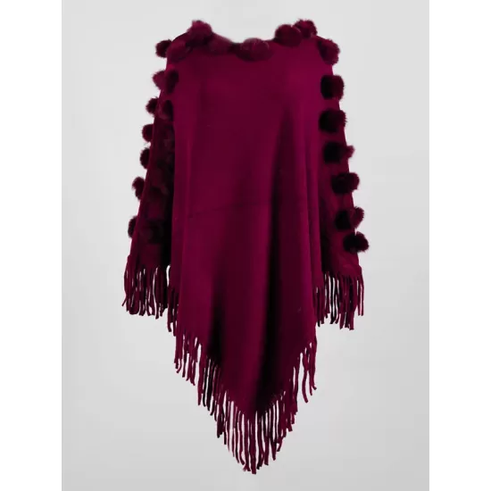 Original 6 Colors Tassels Embroidered Round-Neck Sweater Cape