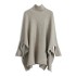 Simple Loose Solid Color High-Neck Batwing Sleeves Sweater