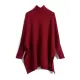 Simple Loose Solid Color High-Neck Batwing Sleeves Sweater