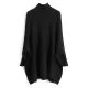 Simple Loose Solid Color High-Neck Batwing Sleeves Sweater