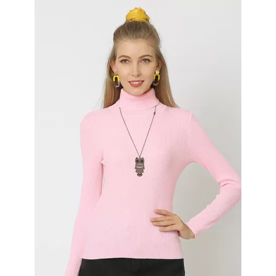 10 Colors Simple Knitting Solid Color High-Neck Pullover