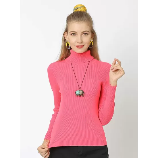 10 Colors Simple Knitting Solid Color High-Neck Pullover