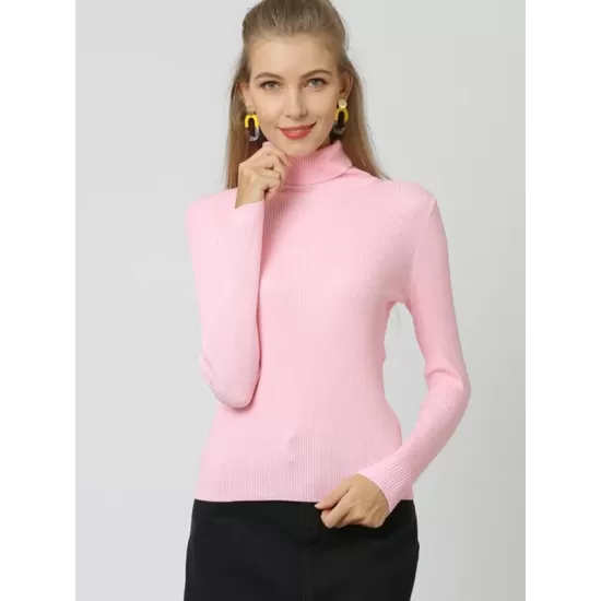 10 Colors Simple Knitting Solid Color High-Neck Pullover