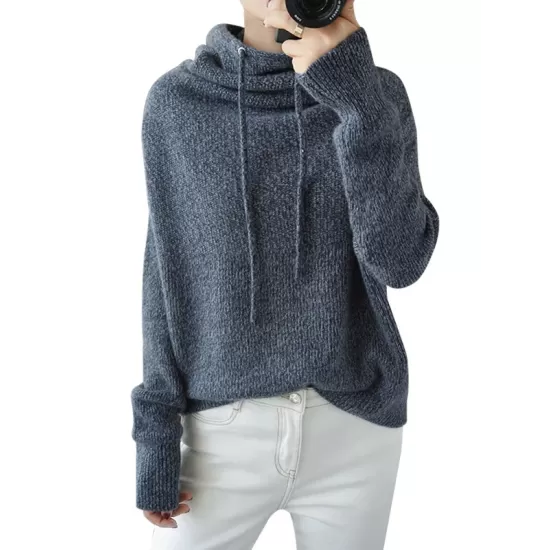 Casual Loose 3 Colors Hooded Long Sleeves Sweater Top