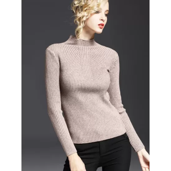 7 Colors Simple Knitting Solid Color High-Neck Sweater