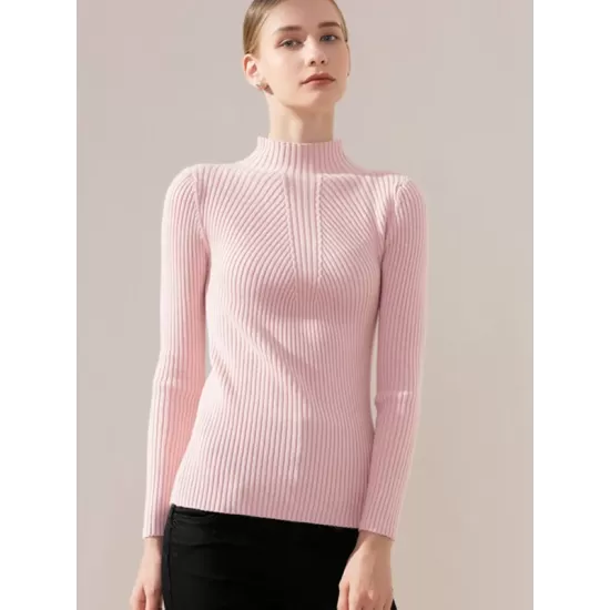 7 Colors Simple Knitting Solid Color High-Neck Sweater