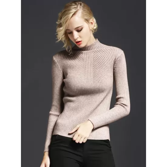 7 Colors Simple Knitting Solid Color High-Neck Sweater