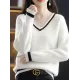 Urban Loose Long Sleeves Contrast Color V-Neck Sweater Tops