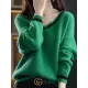 Urban Loose Long Sleeves Contrast Color V-Neck Sweater Tops