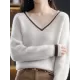 Urban Loose Long Sleeves Contrast Color V-Neck Sweater Tops