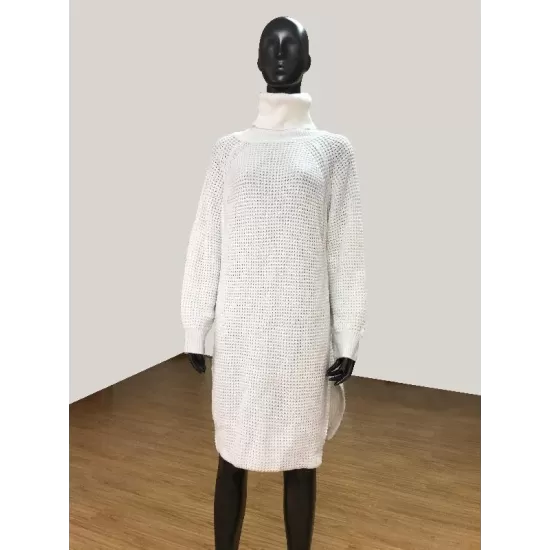 Loose Solid Knitting High-neck Long Sweater