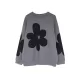 Casual Loose Long Sleeves Contrast Color Jacquard Round-Neck Sweater Tops