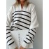 Urban Long Sleeves Loose Striped Round-Neck Sweater Tops