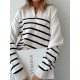 Urban Long Sleeves Loose Striped Round-Neck Sweater Tops