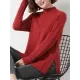 Loose Split-Side Solid Color Half Turtleneck Sweater Tops