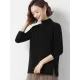 Loose Split-Side Solid Color Half Turtleneck Sweater Tops