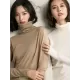 Simple Loose Long Sleeves Solid Color High-Neck Sweater Tops