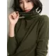 Simple Loose Long Sleeves Solid Color High-Neck Sweater Tops