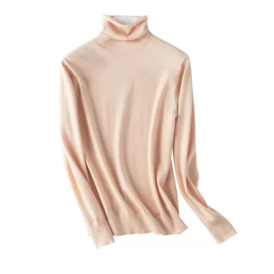 Simple Loose Long Sleeves Solid Color High-Neck Sweater Tops