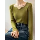 Urban Skinny Long Sleeves Elasticity Solid Color V-Neck Sweater Tops Pullovers