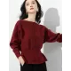 Casual Long Sleeves Solid Color Boat Neck Tunic Sweater Tops