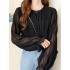 Pleated Solid Color Flared Sleeves Loose Round-Neck T-Shirts