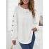 Simple Loose Long Sleeves Solid Color Round-Neck T-Shirts Tops